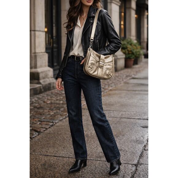 Michael Kors Metallic Gold Shoulder Bag | Y2K Convertible Crossbody Satchel EUC - Picture 11 of 16